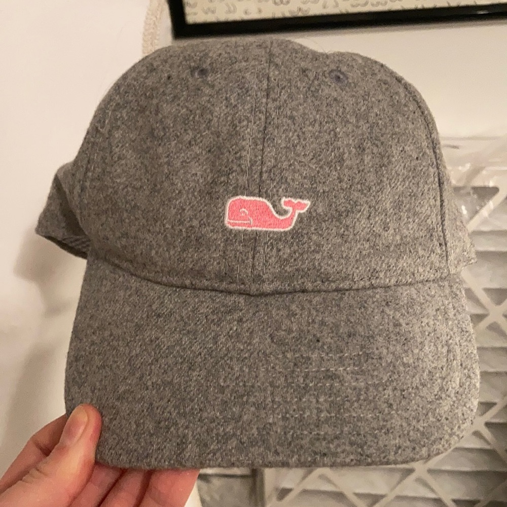 Vineyard Vines Wool Baseball hat with pink whale